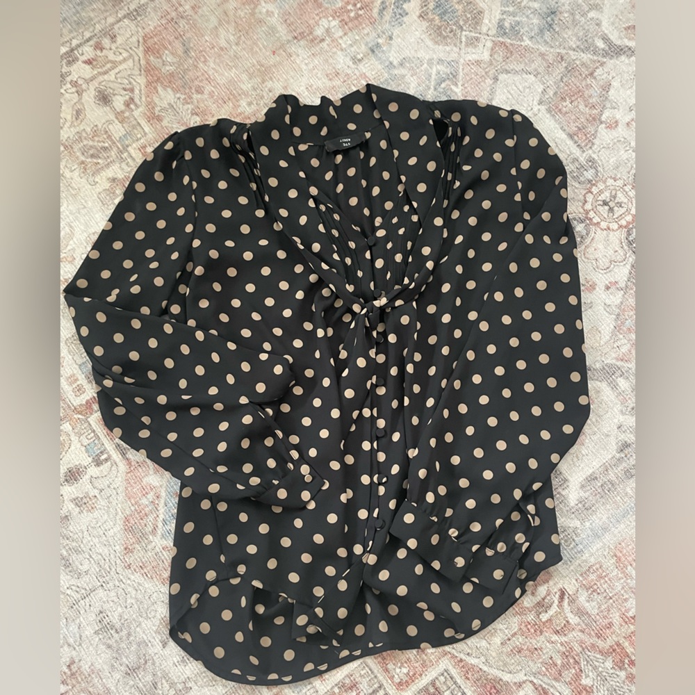 J crew silk tie neck blouse.